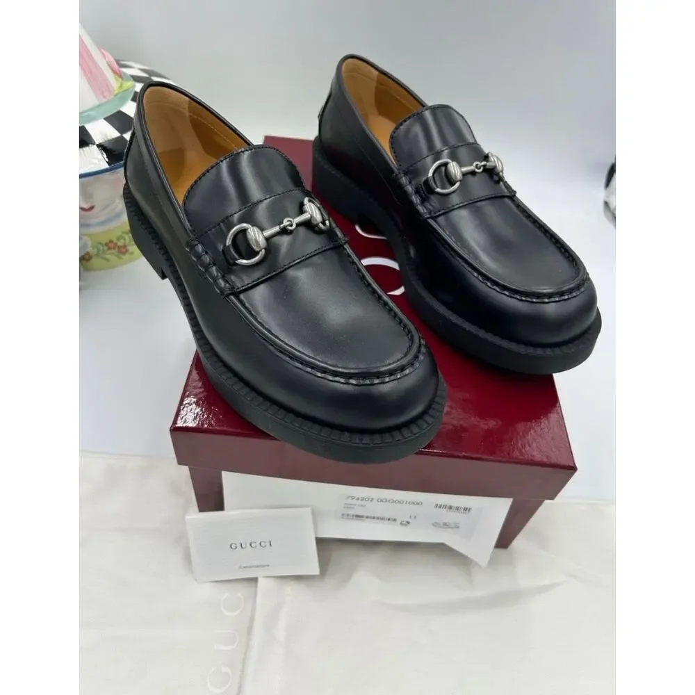 Men's Gucci horse bit leather loafers size 11 fits 11.5 US made in Italy